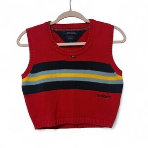 Vintage Y2K 100% Tommy Hilfiger knit crop sweater vest med